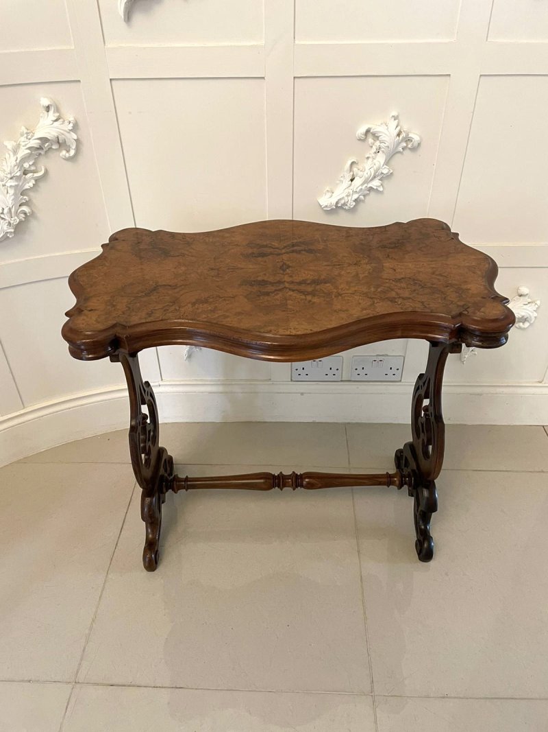 Antique Victorian Quality Burr Walnut Shaped Centre Table - Image 2